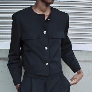 Zara Metal Button Jacket in Black